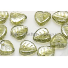 10X10mm捷克愛心葉形珠-珠光明綠色-20個
