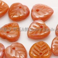 10X10mm捷克愛心葉形珠-珊瑚紅-粉紅漸層混合色-20個