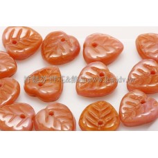 10X10mm捷克愛心葉形珠-珊瑚紅-粉紅漸層混合色-20個