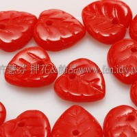 10X10mm捷克愛心葉形珠-豔紅色-20個
