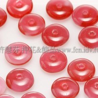 捷克飛碟珠6mm紅寶石/粉白漸層混合-20個