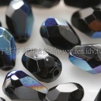 捷克水滴形珠-切角-5x7mm閃亮黑玉色-20個