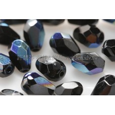 捷克水滴形珠-切角-5x7mm閃亮黑玉色-20個