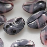 捷克圓花瓣珠6x8mm半透明玫瑰石頭紋-20個