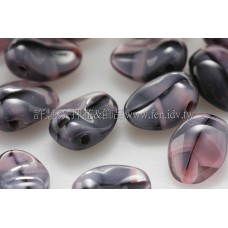 捷克圓花瓣珠6x8mm半透明玫瑰石頭紋-20個