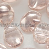 捷克圓花瓣珠6x8mm透明閃亮玫瑰淡粉色-20個