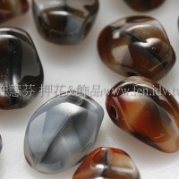 捷克圓花瓣珠6x8mm半透明紅瑪瑙石頭紋-20個