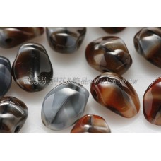 捷克圓花瓣珠6x8mm半透明紅瑪瑙石頭紋-20個