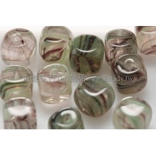 捷克方形珠5mm水草條紋-翠綠-黑漸層混合-20個