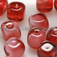 捷克方形珠5mm暗紅-白粉紅漸層色-20個