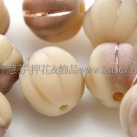 捷克南瓜珠8mm奶油米黃/灰玫瑰紅-10個