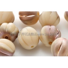 捷克南瓜珠8mm奶油米黃/灰玫瑰紅-10個