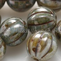 捷克南瓜珠8mm大理石紋-灰軍綠色-10個