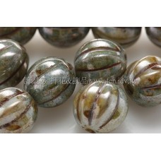 捷克南瓜珠8mm大理石紋-灰軍綠色-10個