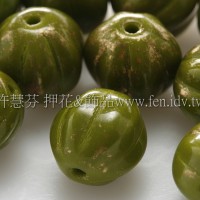 捷克南瓜珠8mm金砂紋-葉綠色-10個