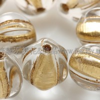 捷克南瓜珠8mm金線紋-水晶色-10個