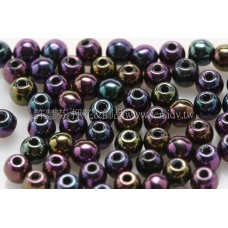 捷克圓形珠3mm紫-綠-茶金混合珠-50個