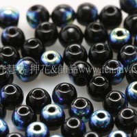 捷克圓形珠3mm炫光黑玉色-50個
