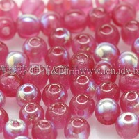 捷克圓形珠3mm炫光桃紅色-50個