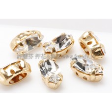 捷克四孔爪鑽馬眼珠5*10mm透明金色