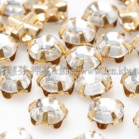 捷克四孔爪鑽4mm透明金色