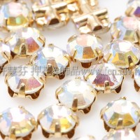 捷克四孔爪鑽4mm透明金色AB