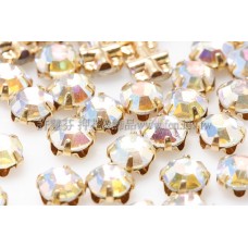 捷克四孔爪鑽4mm透明金色AB