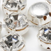 捷克四孔爪鑽彩珠7mm透明銀色