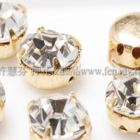 捷克四孔爪鑽彩珠7mm透明金色