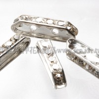 兩孔水鑽長形隔珠6*21mm透明銀色