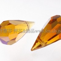 9*18mm捷克角面長水滴珠9*18mm橙色AB