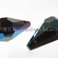 9*18mm捷克角面長水滴珠9*18mm黑玉色AB