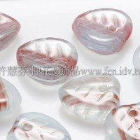 捷克愛心葉形珠9*9mm灰鑽石色-紅線條