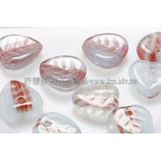 捷克愛心葉形珠9*9mm灰鑽石色-紅線條