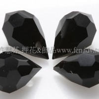 6*10mm捷克角面水滴珠6*10mm黑玉色