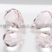 6*10mm捷克角面水滴珠_淡粉紅
