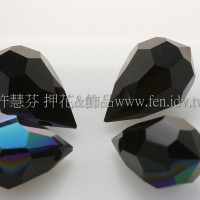 6*10mm捷克角面水滴珠_黑玉色AB