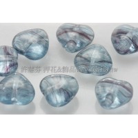 6X6mm捷克小愛心形珠-透明海藍-線條紫-50個