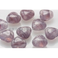 6X6mm捷克小愛心形珠-透明紫-線條紅紫-50個