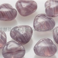 6X6mm捷克小愛心形珠-透明紫-線條紅紫-50個