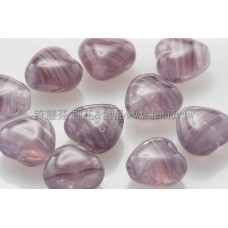 6X6mm捷克小愛心形珠-透明紫-線條紅紫-50個