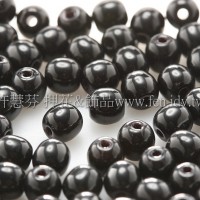捷克圓形珠4mm黑玉色-50個