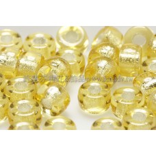 6mm捷克花輪圓形_淺黃水晶鑲銀