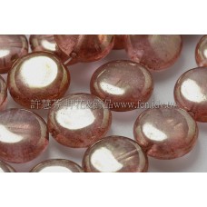 12mm扁圓形珠-冰晶黃玉色+膚粉-6個