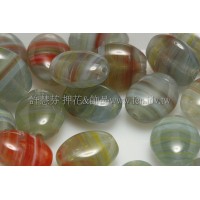 6*8扁橢圓形珠-水波紋-岩灰綠-20個