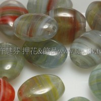 6*8扁橢圓形珠-水波紋-岩灰綠-20個