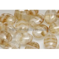 6*8扁橢圓形珠-水波紋-蜜橙-20個