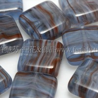 9mm方塊形珠-水波紋-岩灰藍色