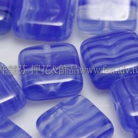 9mm方塊形珠-水波紋-藍色