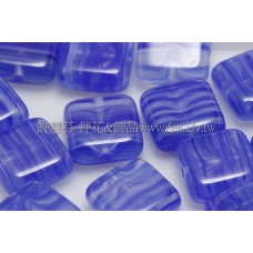 9mm方塊形珠-水波紋-藍色